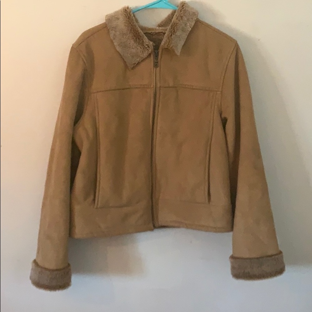 Suede jacket with fur lining